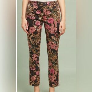 Chino Anthropologie Elegant Floral Straight Leg Pants